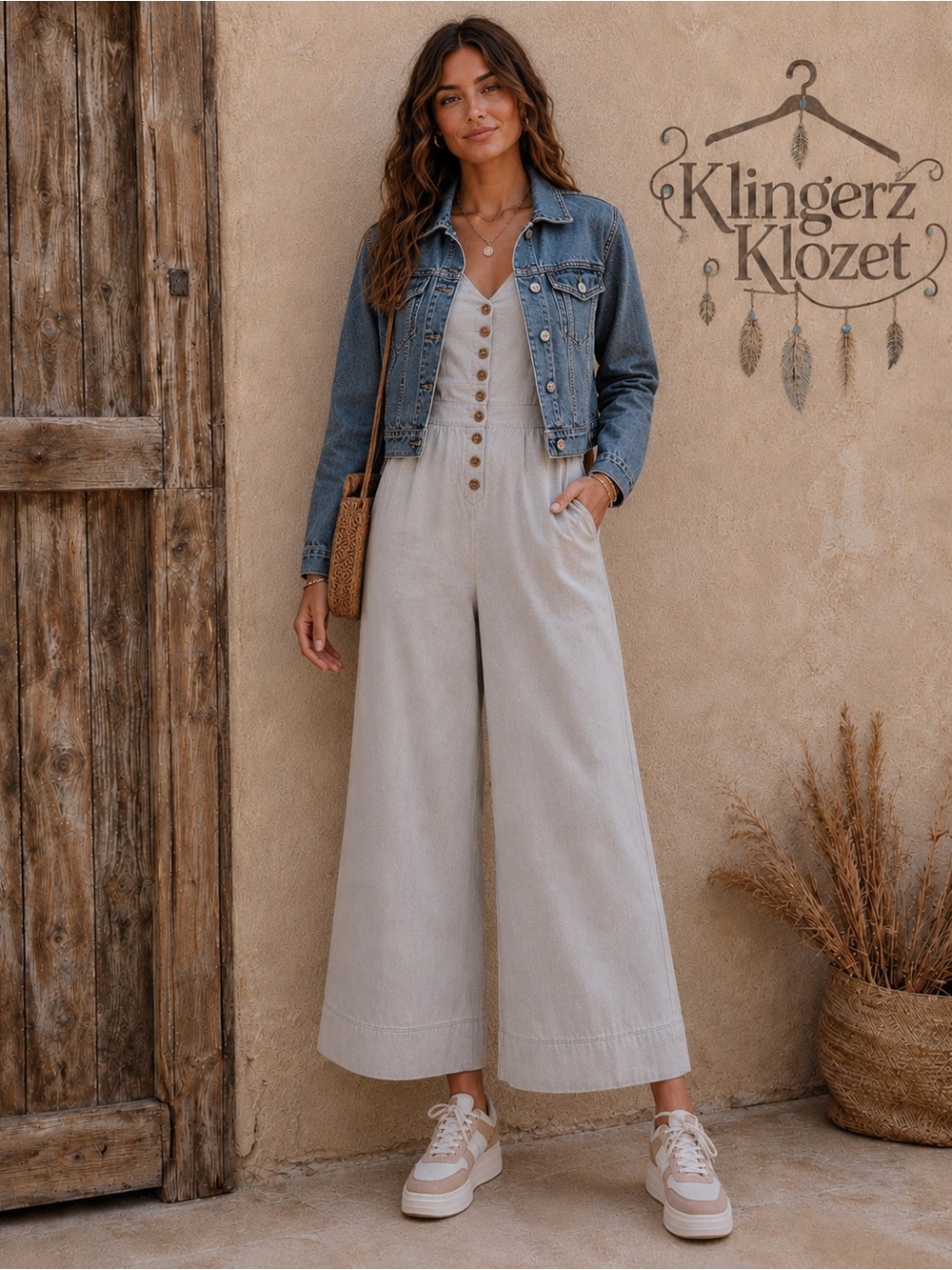 Universal Thread Goods Co. Gray Wide-Leg Jumpsuit Size 14 Boho Button Front - Picture 7 of 16